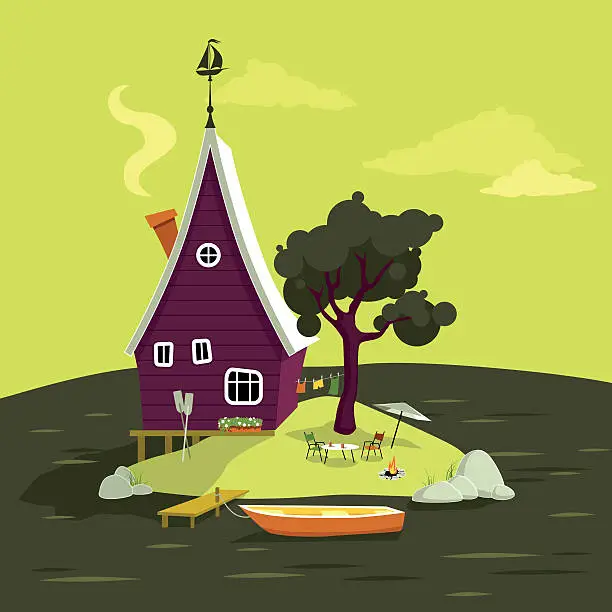 Vector illustration of Vacation cottage