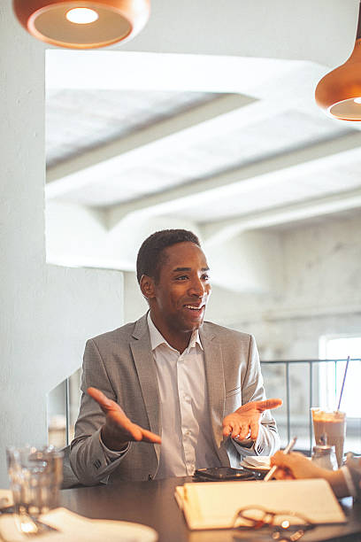 istock Young businessman having a conversation in restaurant 523059746