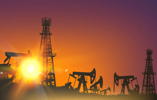 illustrazioni stock, clip art, cartoni animati e icone di tendenza di industria petrolifera. - oil pump flash