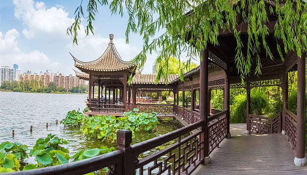 istock chinese traditional corridors in the lake 523087849