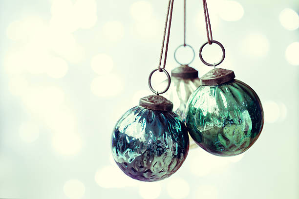 istock Christmas ornaments with copy space to side 523087993