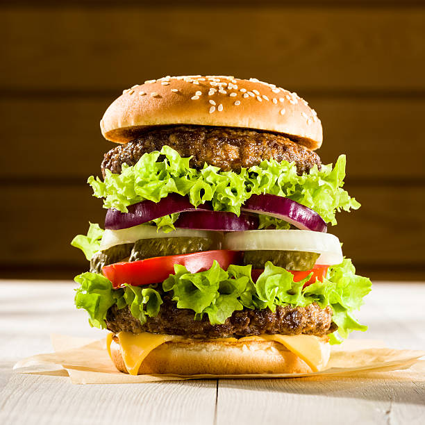 istock Homemade burger on the wooden table 523089613