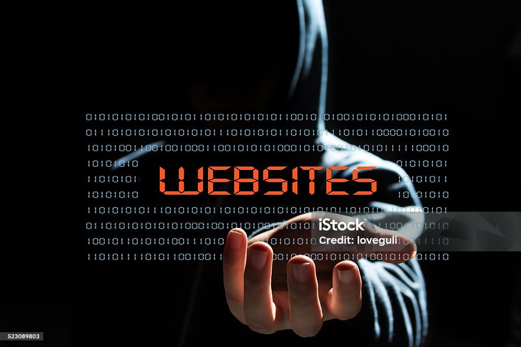 cyber hacker with  websites text icon cyber hacker concept Abstract Stock Photo
