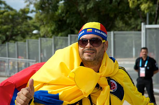 Colombian soccer fan stock photo