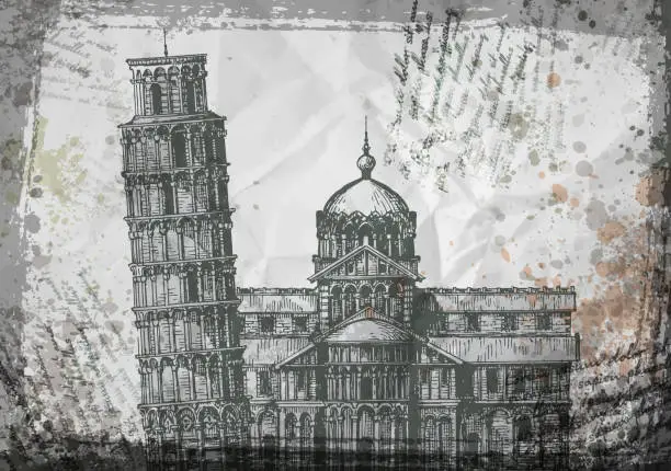 Vector illustration of Italy. Pisa tower sketch vector illustration