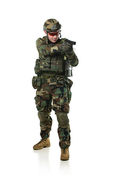 NATO soldier in full gear. stock photo