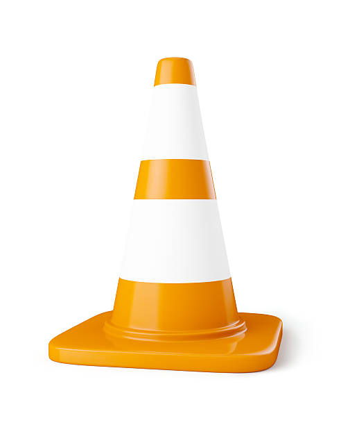 istock Orange highway traffic construction cone with white stripes 523114459
