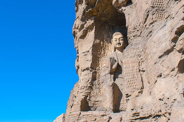 stone Buddha sculpture in the cave
