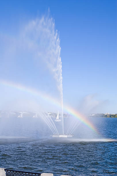 istock Rainbow on Dnepr river in Dnepropetrovsk city. 523132063