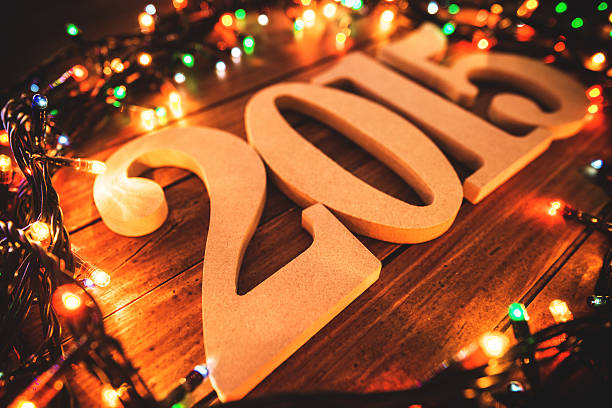 istock Gold 2015 New year text on plank wood 523133087