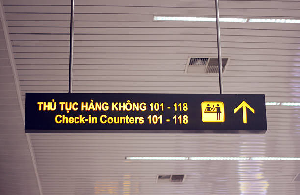istock Check-in Counters sign at the airport 523133449