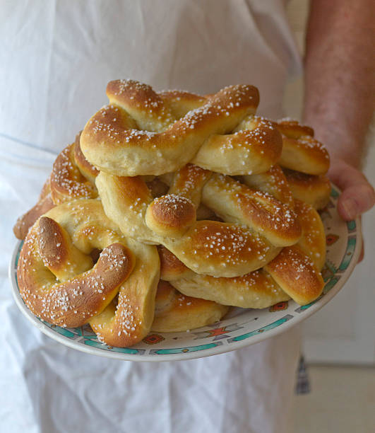 Plate of Freshly Baked Soft Pretzels