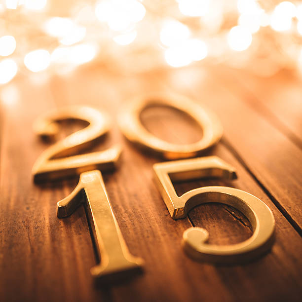 istock Gold 2015 New year text on plank wood 523136505