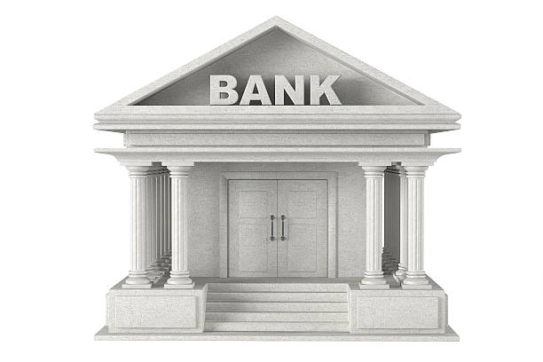istock 3d concrete Bank Building 523145735