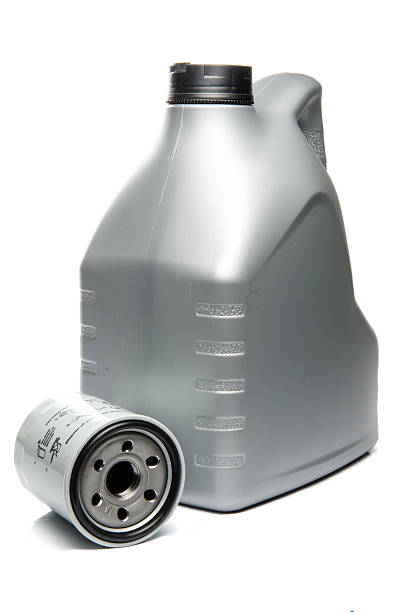istock Gray Motor Oil Bottle and Engine Oil Filter 523146119