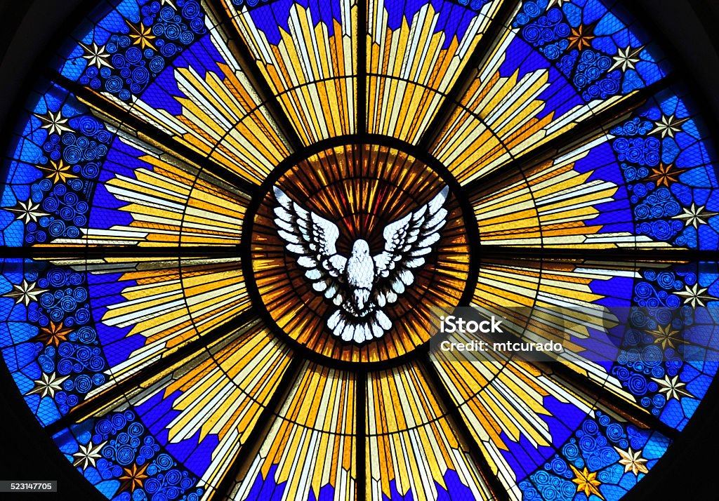 San Salvador, El-Salvador: Cathedral rose window San Salvador, El-Salvador, Central America: Metropolitan Cathedral rose window - the Holy Spirit as a dove over rays of light - stained glass - Catedral Metropolitana del Divino Salvador del Mundo - photo by M.Torres Stained Glass Stock Photo