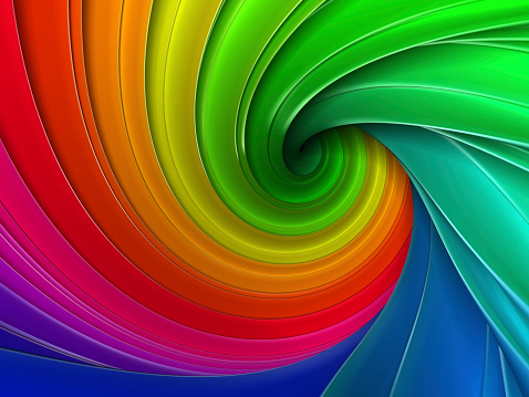 Colorful rainbow 3d swirl vortex Digitally generated image.