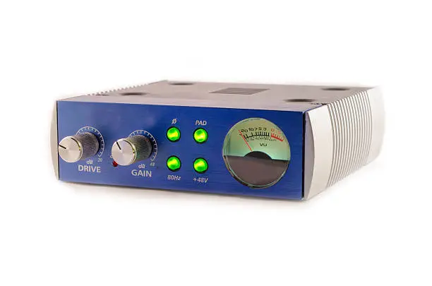 Compact Blue Tube Preamp by Presonus Isolated on white