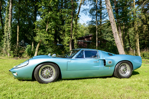 Jüchen, Germany - August 1, 2014: Ford GT40 Mark III road car. The Mark III was a special version of the GT40 race car adjusted for the road.