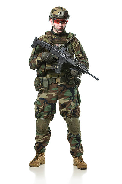 NATO soldier in full gear. stock photo