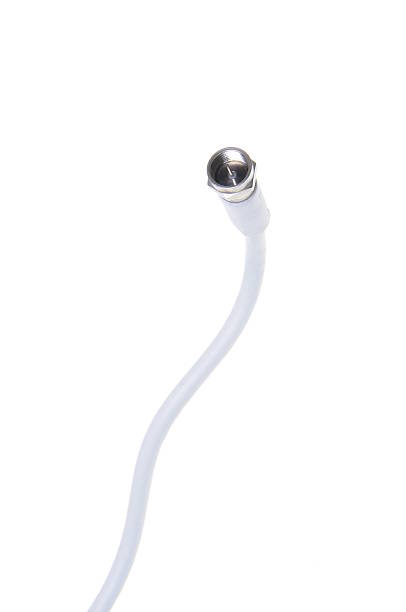 istock Coaxial tv cable with F connector close up 523152571