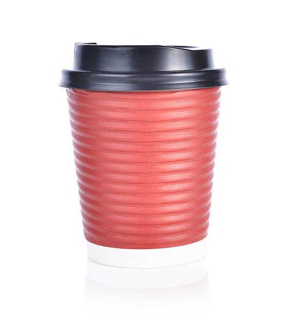 istock Red paper cup of hot coffee on white 523155066