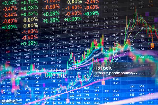 Datos Financieros En Un Monitor Datos De La Bolsa De Led Foto de stock y más banco de imágenes de Mercado bursátil