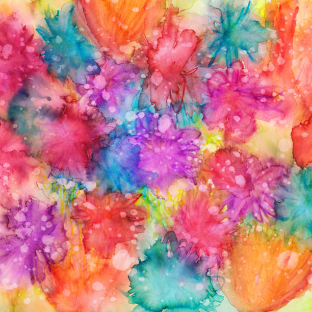 istock Colorful textured background hand painted with watercolor and ink 523155266