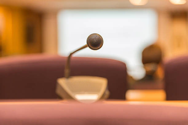 istock Microphone in meeting room before a conference 523159966