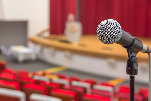 istock Microphone in meeting room before a conference 523160280