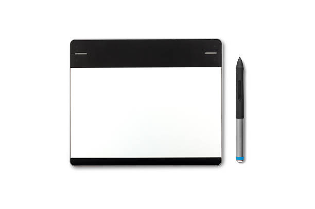 istock Graphic tablet with pen drawing isolated on white background 523161080