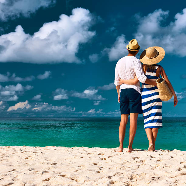 istock Couple on a beach at Seychelles 523161851