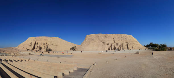 Aswan, Egypt - February 3, 2016: Tourists during a visit to Abu Simbel, here is one of the most famous temples in Egypt