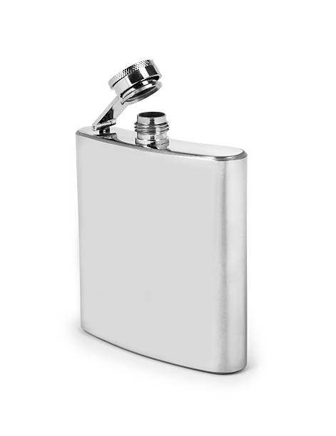 istock Stainless hip flask isolated on a white background 523163966