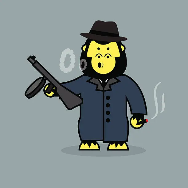 Vector illustration of Cute gorilla mobster.