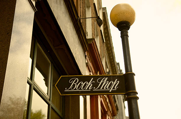 book shop sign with post lantern