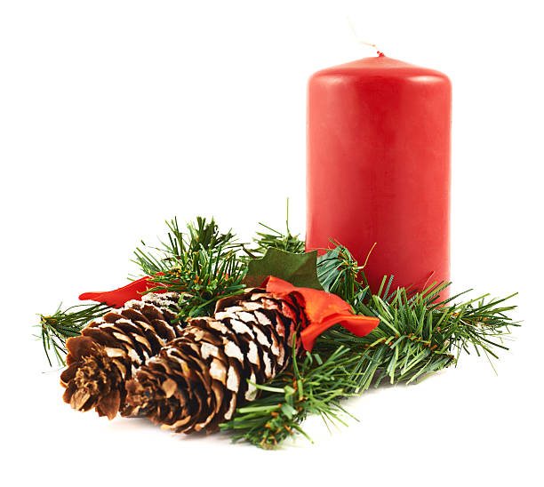 istock Candle and fir-tree branch composition 523166680