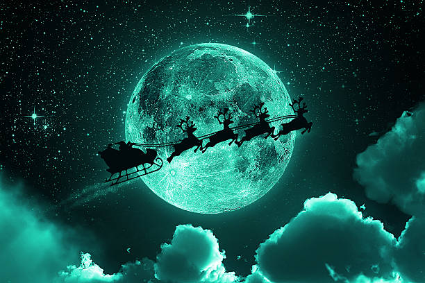 istock Santa Claus Flying On The Sky - Green 523166819