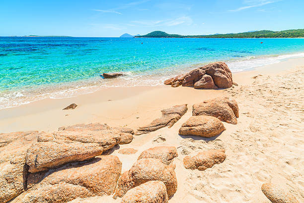 orange rocks in Liscia Ruja beach, Sardinia
