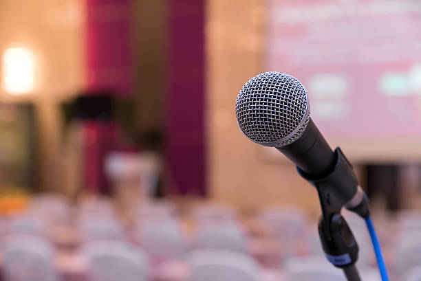 istock Microphone in meeting room before a conference 523168298