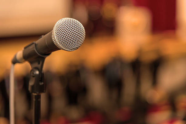 istock Microphone in meeting room before a conference 523168588