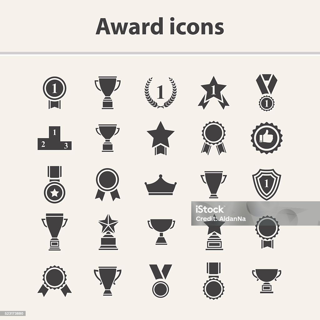 Award icons set Award icon set.Vector black award icon collection isolated on a white background.Vector medal,cup,trophy icon set Icon Symbol stock vector