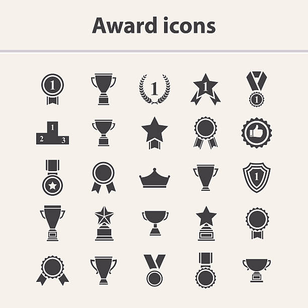 Award icons set Award icon set.Vector black award icon collection isolated on a white background.Vector medal,cup,trophy icon set winners cup icon stock illustrations