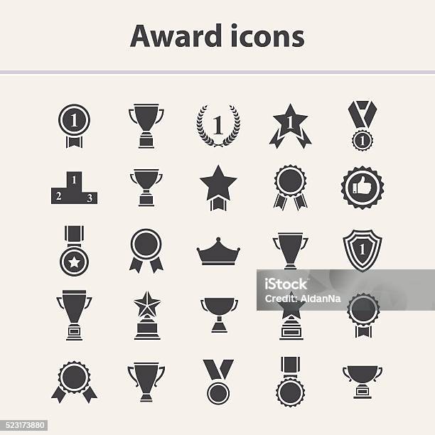 Award Icons Set Stock Illustration - Download Image Now - Icon Symbol, Trophy - Award, Award