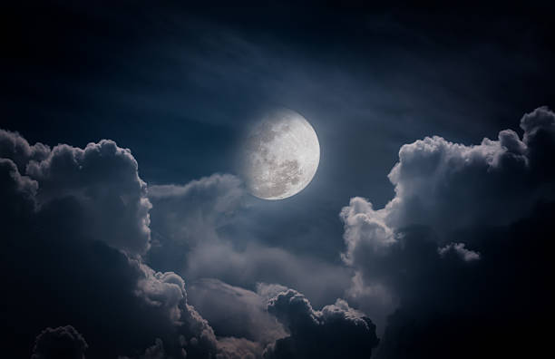 Nighttime sky with clouds, full moon would make great background. stock photo