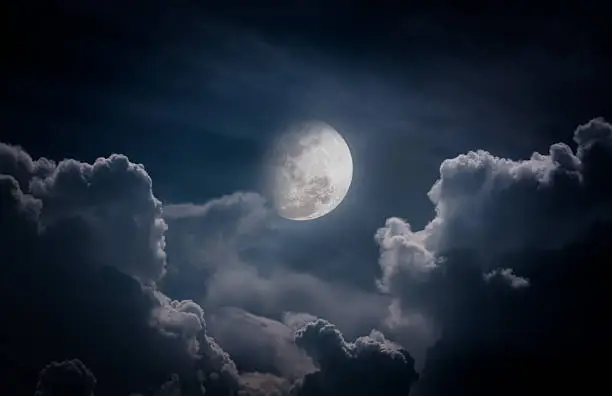 Photo of Nighttime sky with clouds, full moon would make great background.