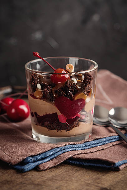 istock Chocolate and cherry dessert in glass 523174596