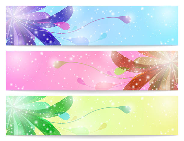 Set of three banners with flowers. Modern design for your project.