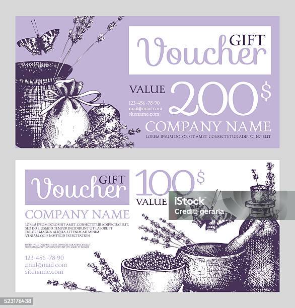 Vector Gift Voucher Design With Hand Drawn Spa Illustration Stock Illustration - Download Image Now