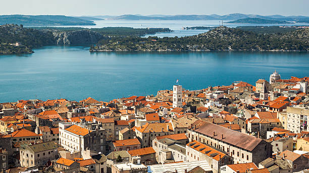 Sibenik old town panorama, view from Barone fortress